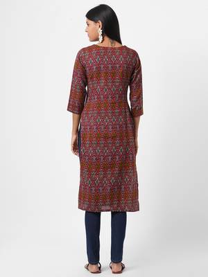 Red printed cotton ethnic-kurtis 2