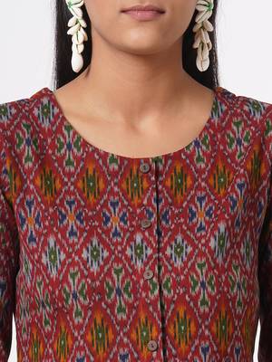 Red printed cotton ethnic-kurtis 4