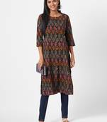 Black printed cotton ethnic-kurtis