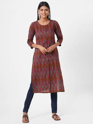 Red printed cotton ethnic-kurtis 5
