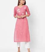 Pink printed cotton ethnic-kurtis