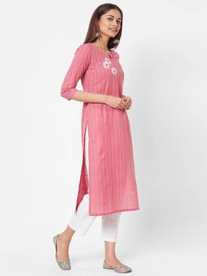Pink printed cotton ethnic-kurtis 3