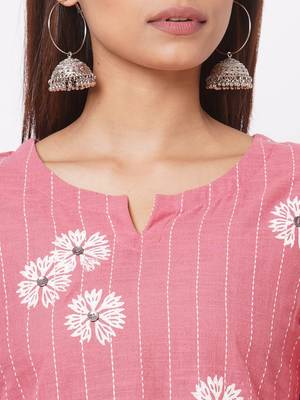 Pink printed cotton ethnic-kurtis 4