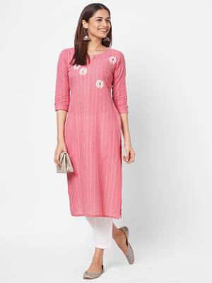 Pink printed cotton ethnic-kurtis 5