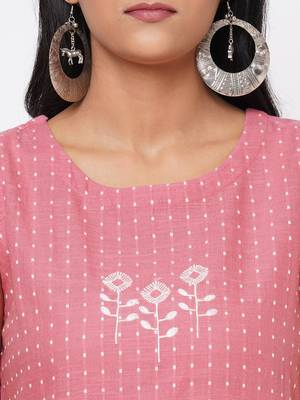 Pink embroidered cotton ethnic-kurtis 4