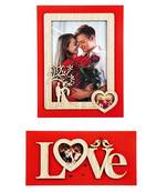International Gift Synthetic Wood Love Shape Photo Frame  Set of 2