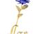 International Gift Plastic Rose Flower with Golden Leaf Love Shape Stand in Gift Box
