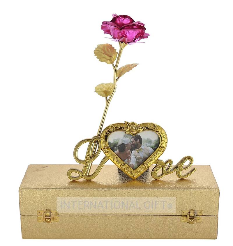 International Gift Plastic Love Photo Frame   Rose Flower in Gift Box