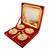 International Gift Brass Golden Round 4 Bowl with Tray and 4 Spoon in Velvet Box