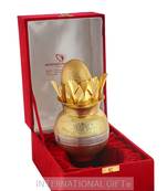 International Gift Brass Gold Plated Mangal Kalash with Coconut in Velvet Box