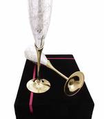 International Gift Brass German Silver Wine Glass 2 pcs In Velvet Box