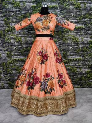 Hypnotizing Peach Pearl Dori And Sequins Embroidered Art Silk Lehenga Choli For Bride 7