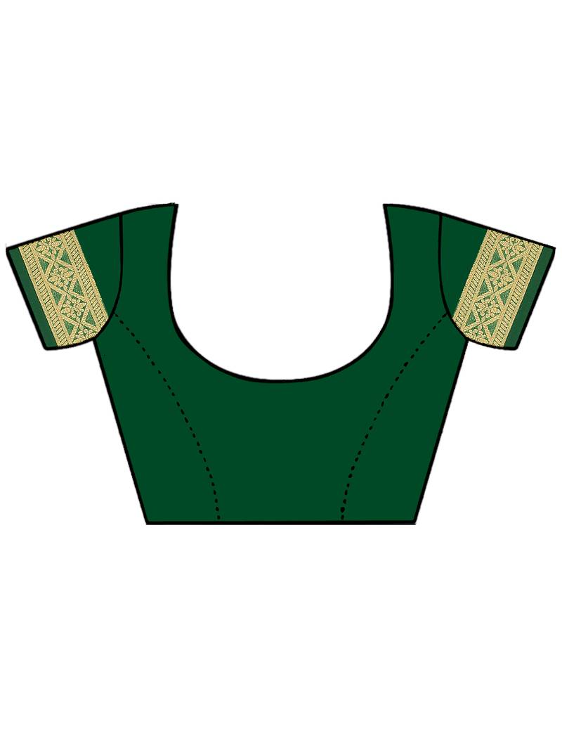 Leeza Store Women's Cotton Silk Golden Zari Border Jacquard Woven Plain Solid Saree with Unstitched Blouse Piece