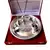 International Gift Aluminium Silver Laxmi Ganesh Design Pooja Thali (Set 6 pcs)