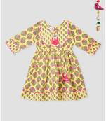 Kinder Kids Floral Printed Dress-Peach