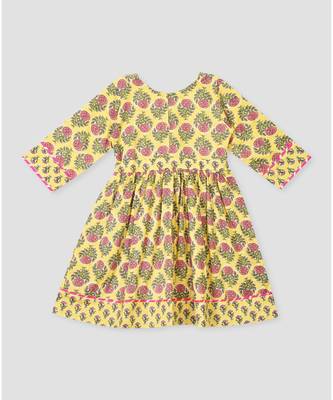 Kinder Kids Floral Printed Dress-Peach 2