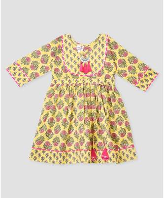 Kinder Kids Floral Printed Dress-Peach 3