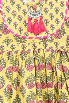 Kinder Kids Floral Printed Dress-Peach