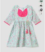 Kinder Kids Floral Printed Dress-Green