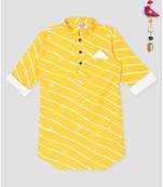 Kinder Kids Full Sleeves Lehriya Design Kurta- Yellow