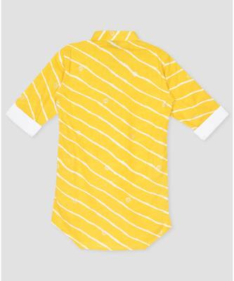 Kinder Kids Full Sleeves Lehriya Design Kurta- Yellow 2