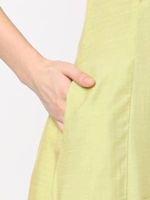 Light-yellow embroidered art silk ethnic-kurtis 4