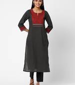 Black printed cotton ethnic-kurtis