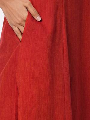 Orange embroidered cotton ethnic-kurtis 4