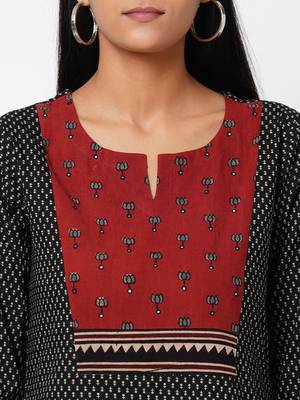 Black printed cotton ethnic-kurtis 4
