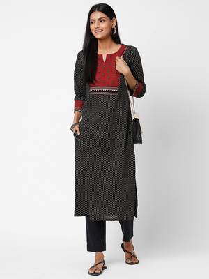 Black printed cotton ethnic-kurtis 5