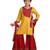 Yellow Floral Printed  Kurti with embroidered yoke work and Red Sharara and dupatta