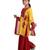 Yellow Floral Printed  Kurti with embroidered yoke work and Red Sharara and dupatta