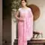 Ada Hand Embroidred Pink Georgette Lucknow Chikan Women Saree With Blouse - A129594
