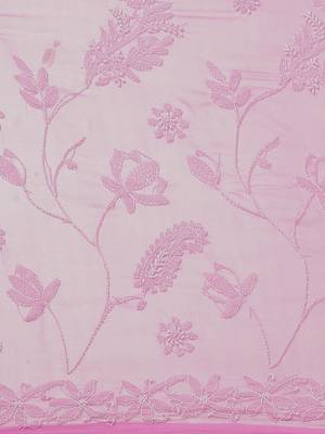 Ada Hand Embroidred Pink Georgette Lucknow Chikan Women Saree With Blouse - A129594 5