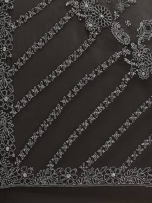 Ada Hand Embroidered Black Faux Georgette Indian Women Saree With Blouse - A130251 4