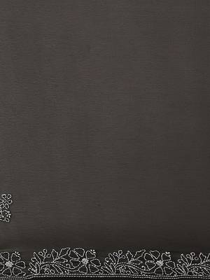 Ada Hand Embroidered Black Faux Georgette Indian Women Saree With Blouse - A130251 5