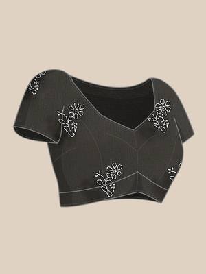 Ada Hand Embroidered Black Faux Georgette Indian Women Saree With Blouse - A130251 7