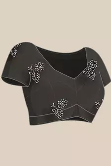 Ada Hand Embroidered Black Faux Georgette Indian Women Saree With Blouse - A130251