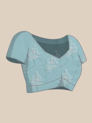 Ada Hand Crafted Blue Faux Georgette Lucknowi Chikankari Indian Women Saree With Blouse - A130232 6