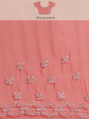 Hand Crafted Crimson Red Faux Georgette Lucknowi Chikankari Indian Women Saree With Blouse 6
