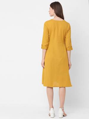Yellow embroidered flex short-dresses 2