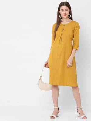 Yellow embroidered flex short-dresses 5