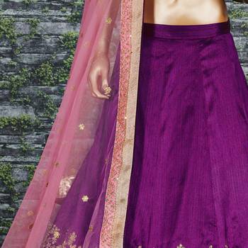 Pleasant Purple Sequins Embroidered Silk Wedding & Party Wear Lehenga 7
