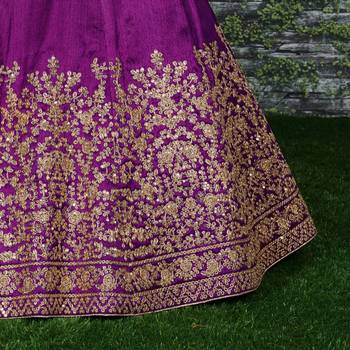Pleasant Purple Sequins Embroidered Silk Wedding & Party Wear Lehenga 8