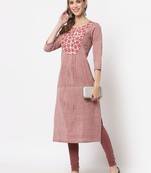 Purple printed cotton cotton-kurtis