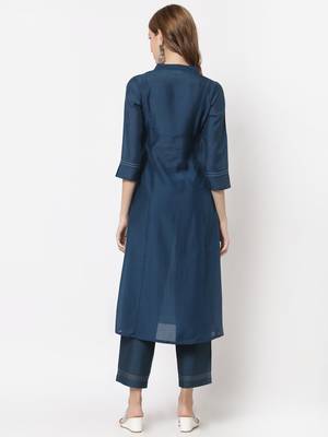 Blue printed art silk cotton-kurtis 2