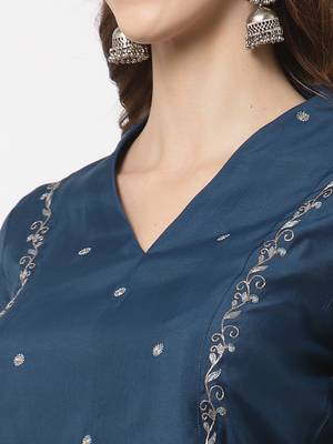 Blue printed art silk cotton-kurtis 5
