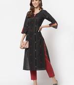 Black printed cotton cotton-kurtis