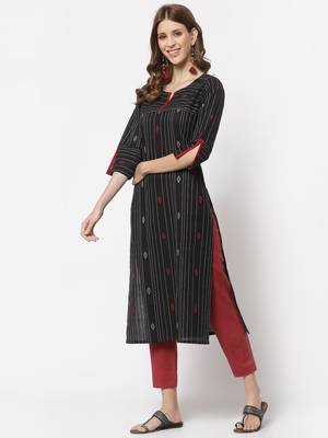 Black printed cotton cotton-kurtis 3