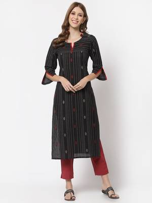 Black printed cotton cotton-kurtis 4